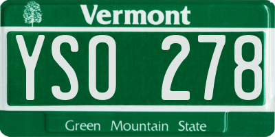VT license plate YSO278