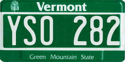 VT license plate YSO282