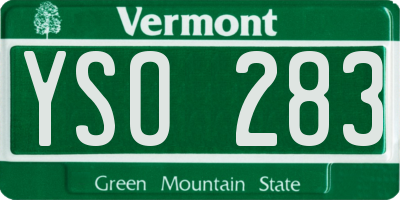 VT license plate YSO283