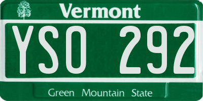 VT license plate YSO292