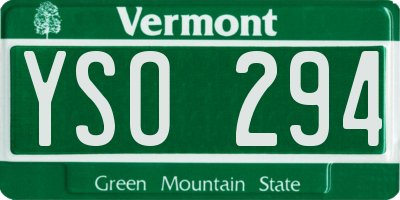 VT license plate YSO294