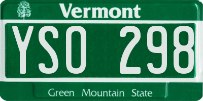 VT license plate YSO298