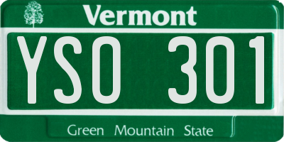 VT license plate YSO301