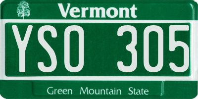 VT license plate YSO305