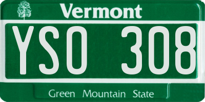 VT license plate YSO308