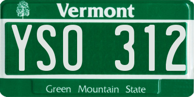 VT license plate YSO312