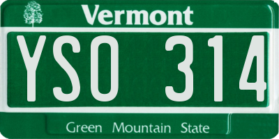 VT license plate YSO314