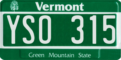 VT license plate YSO315