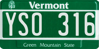 VT license plate YSO316
