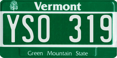 VT license plate YSO319