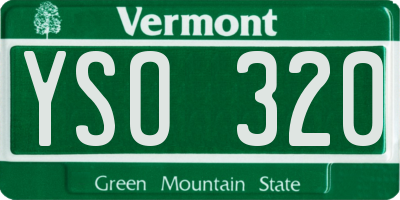 VT license plate YSO320