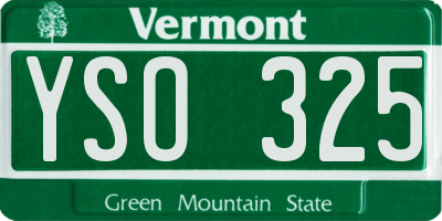 VT license plate YSO325