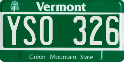 VT license plate YSO326