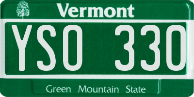 VT license plate YSO330