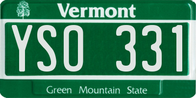 VT license plate YSO331