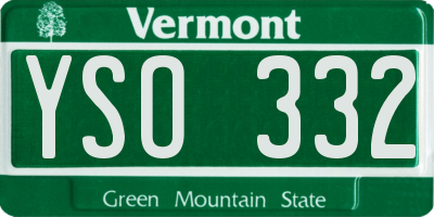 VT license plate YSO332