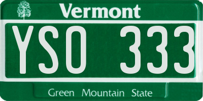 VT license plate YSO333