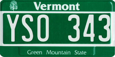VT license plate YSO343