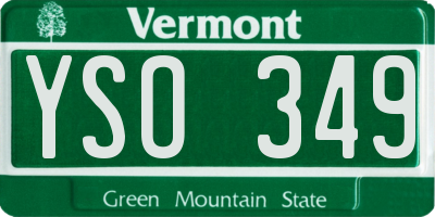 VT license plate YSO349