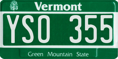 VT license plate YSO355