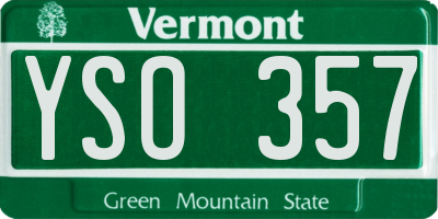 VT license plate YSO357