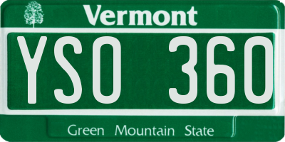 VT license plate YSO360