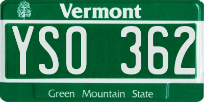 VT license plate YSO362