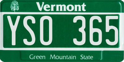 VT license plate YSO365
