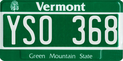 VT license plate YSO368