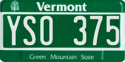 VT license plate YSO375