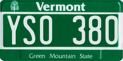 VT license plate YSO380