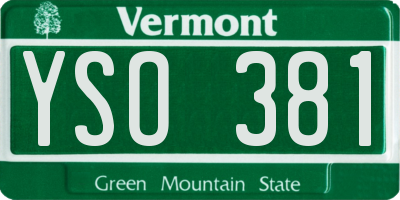 VT license plate YSO381