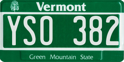 VT license plate YSO382