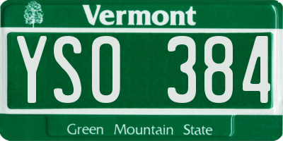 VT license plate YSO384