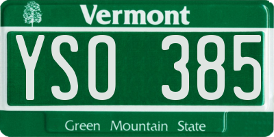 VT license plate YSO385