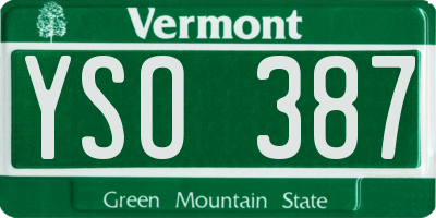 VT license plate YSO387