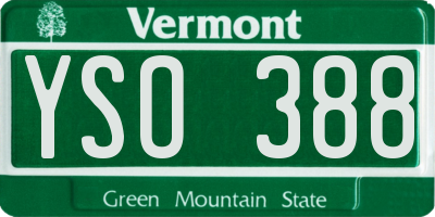 VT license plate YSO388