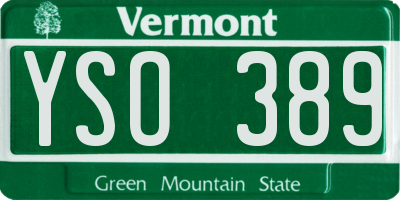 VT license plate YSO389