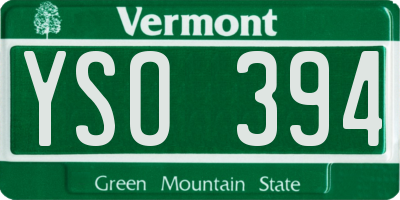 VT license plate YSO394