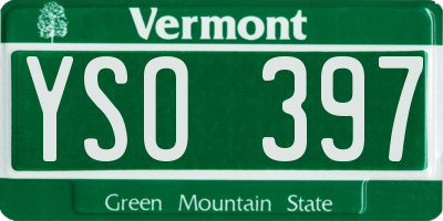 VT license plate YSO397