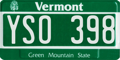 VT license plate YSO398