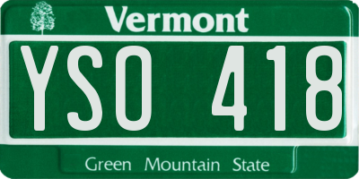 VT license plate YSO418