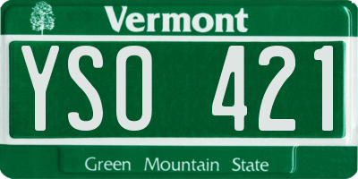 VT license plate YSO421