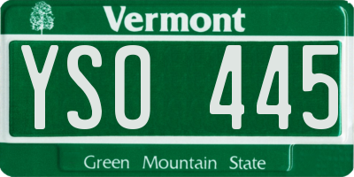 VT license plate YSO445
