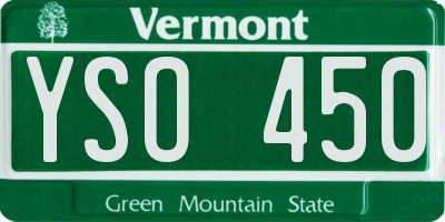 VT license plate YSO450