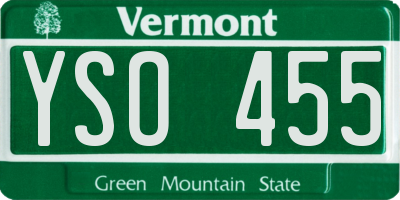 VT license plate YSO455