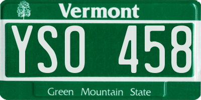 VT license plate YSO458