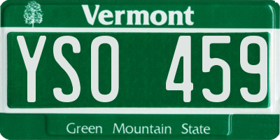 VT license plate YSO459
