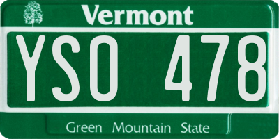 VT license plate YSO478