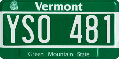 VT license plate YSO481
